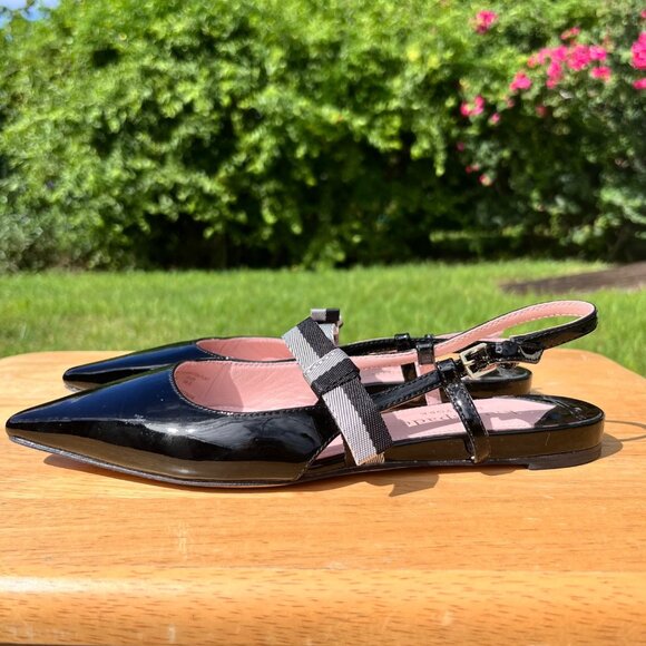 Kate Spade Maritza Patent Leather Slingback Pointed Toe Flats in Black Size 6B - Picture 6 of 9